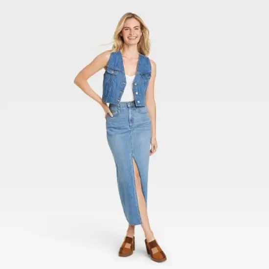 Women's High-Rise Denim Maxi Skirt - Universal Thread&trade; Medium Wash image {2}