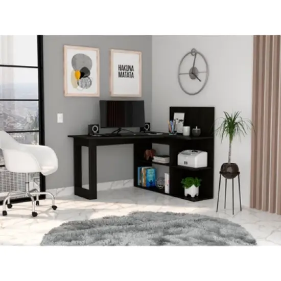 NicBex Writing Computer Desk Table L-Shaped Corner Desk with Storage,Home Office Desks with 5 Open Shelves,Modern Gaming Table image {8}