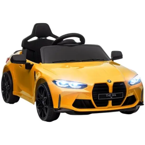 Qaba BMW M4 Licensed Kids Electric Car, 12V Ride on Car with Remote Control, Suspension, Handle Attachment, LED Lights, Music, Soft Start image {7}