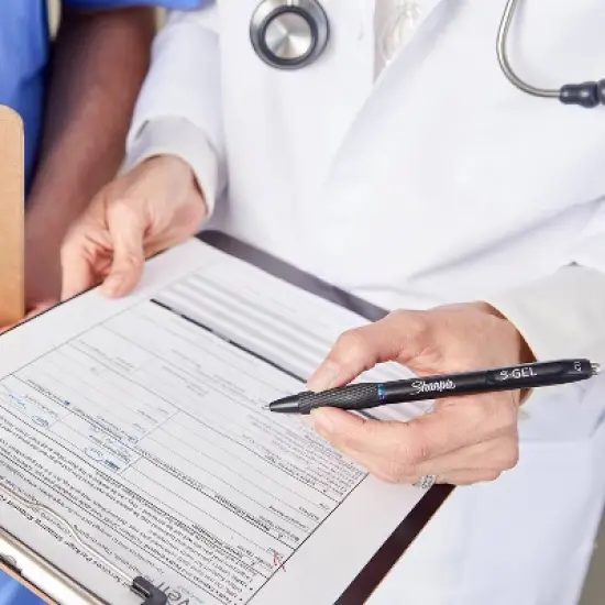 Sharpie 8pk S-Gel Pens Black 0.7mm Medium Tip Black Ink: School Supplies, Retractable, Contoured Rubber Grip, Pocket Clip image {6}