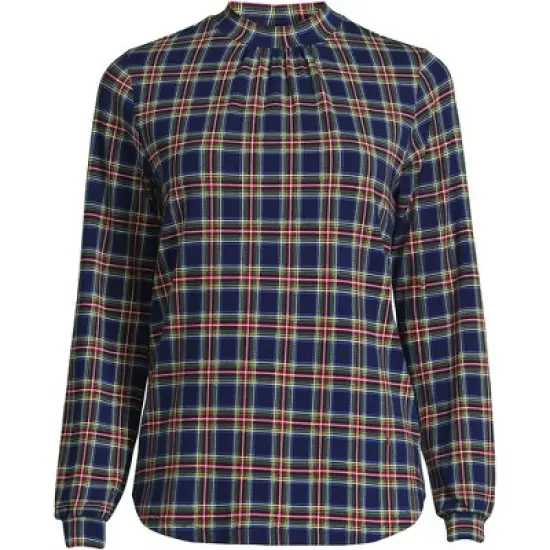 Lands' End Women's Jersey Long Sleeve Gathered Mock image {1}