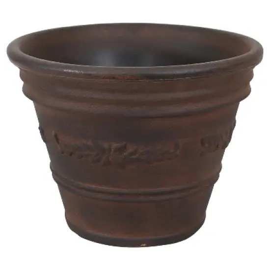 Sunnydaze Indoor/Outdoor Patio, Garden, or Porch Weather-Resistant Double-Walled Laurel Flower Pot Planter - 13" - Rust Finish image {7}