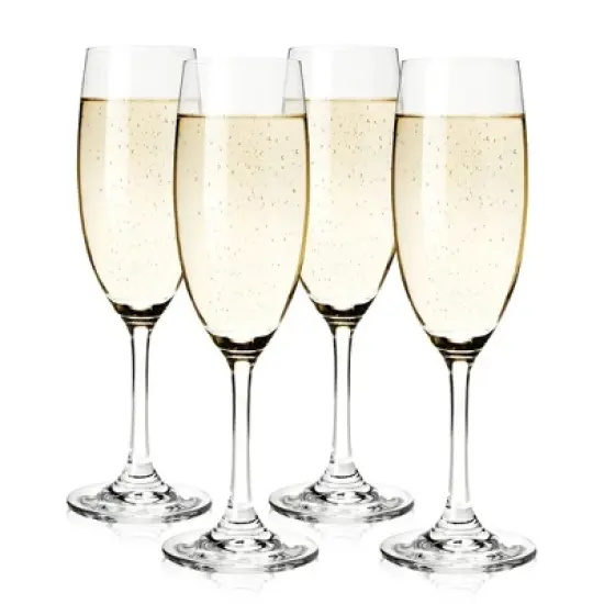 True Cuv&eacute;e Champagne Flutes, Lead-Free Crystal Sparkling Wine Glasses, Stemmed Wine Glass Set, Set of 4, 7 Ounces, Clear Finish image {7}