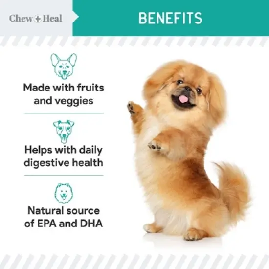 Chew + Heal Wild-Caught Alaskan Salmon Probiotic Soft Jerky Treats for Dogs, Natural Source of EPA & DHA, Promotes Intestinal Well-Being - 12oz image {4}
