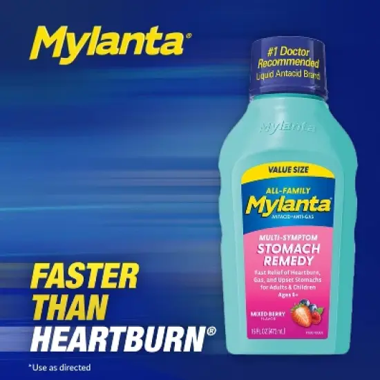Mylanta Multi-Symptom Stomach Remedy Liquid Mixed Berry 16 Oz image {6}