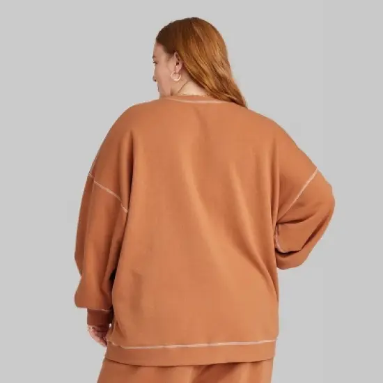 Women's Ascot + Hart Checkered Smile Graphic Pullover Sweater - Orange image {2}