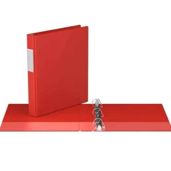 Davis Group 6pk 1" Premium Economy Angled D-Ring Binder Red: Hard Cover, 225 Sheet Capacity, 2 Pockets, Polypropylene image {1}