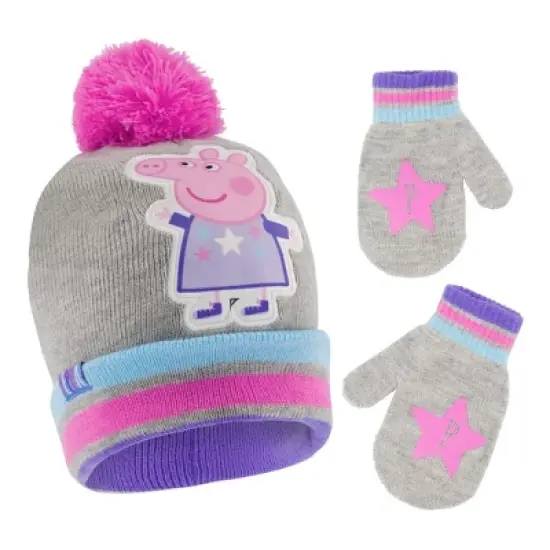 Peppa Pig Girls' Winter Hat and Mittens Set, Toddlers Age 2-4 image {3}