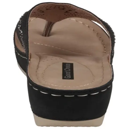 GC Shoes Bari Embellished Perforated Comfort Slide Wedge Sandals image {2}