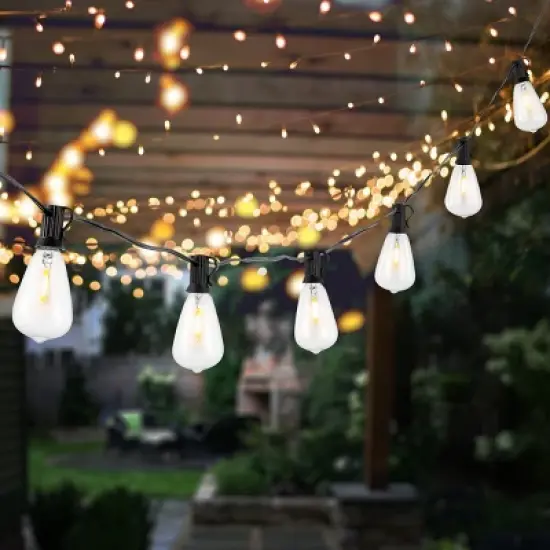 Dorcia LED Outdoor String Lights - 120" - 10 Light - PLT4043 - Black - Safavieh image {2}