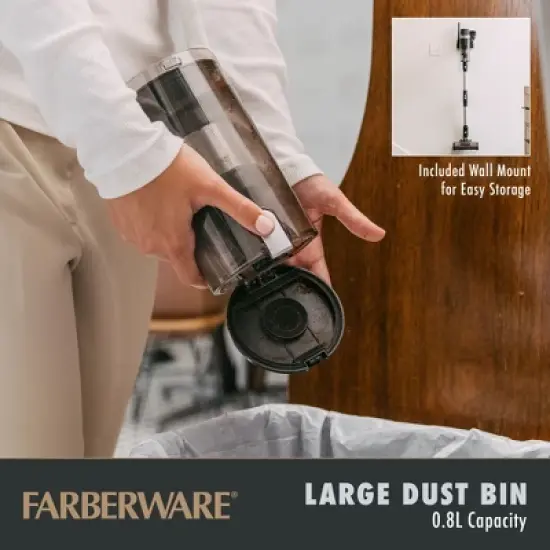 Farberware Cordless Platinum Stick Vacuum Cleaner, Smart Sensor Technology for Carpet and Hard Floors, Bendable Design, Converts to Handheld Vacuum image {5}