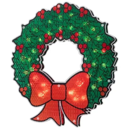 Northlight Lighted Holographic Christmas Wreath Window Silhouette Decoration - 15" image {4}
