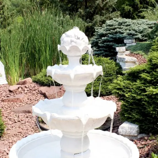 Sunnydaze 52"H Electric Fiberglass 4-Tier Fruit Top Outdoor Water Fountain, White Finish image {4}