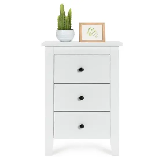 Nightstand End Beside Table Drawers Modern Storage Bedroom Furniture White image {8}