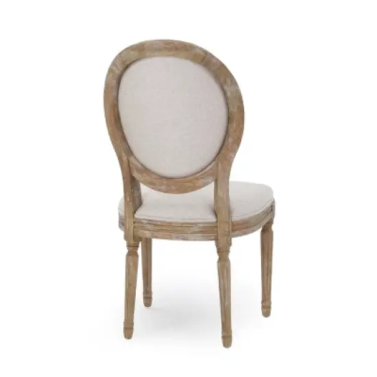 Set of 4 Phinnaeus French Country Fabric Dining Chairs Beige/Natural - Christopher Knight Home image {2}