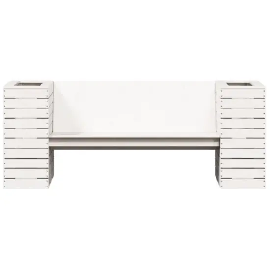 vidaXL Planter Bench White Solid pine wood Medium Planters image {4}