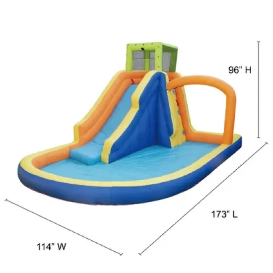 Banzai Splash Falls Water Park Outdoor Backyard Inflatable Slide, Waterfall Sprinkling Arch, Climbing Wall, & Splash Pool w/ Blower & Storage Bag image {3}