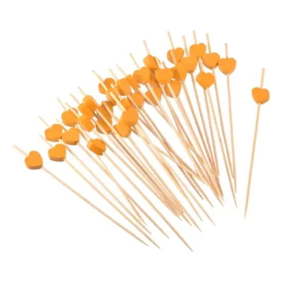 Unique Bargains Decorative Drinks Appetizer Bamboo Heart Cocktail Toothpicks 100 Pcs image {7}