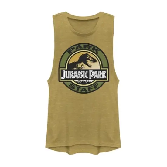 Junior's Jurassic Park Staff Badge Festival Muscle Tee image {2}