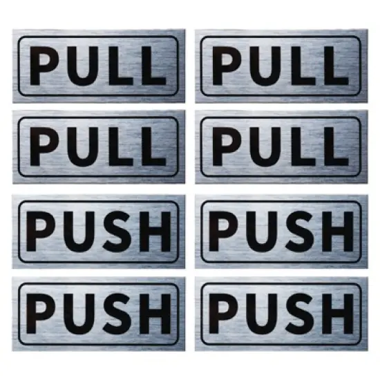 Unique Bargains Self-Adhesive Waterproof Store Shop Horizontal Push Pull Door Sign 4 Set image {7}