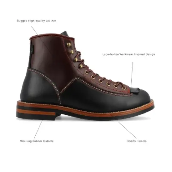 TAFT 365 Men's Model 007 Rugged Lace-up Boot in Black/Cherry image {7}
