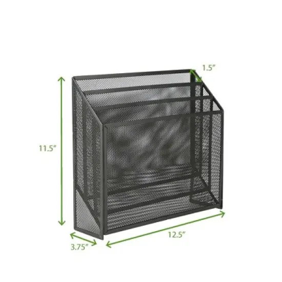 Mind Reader 3-Tier Jumbo Metal Mesh File Holder, Black image {3}