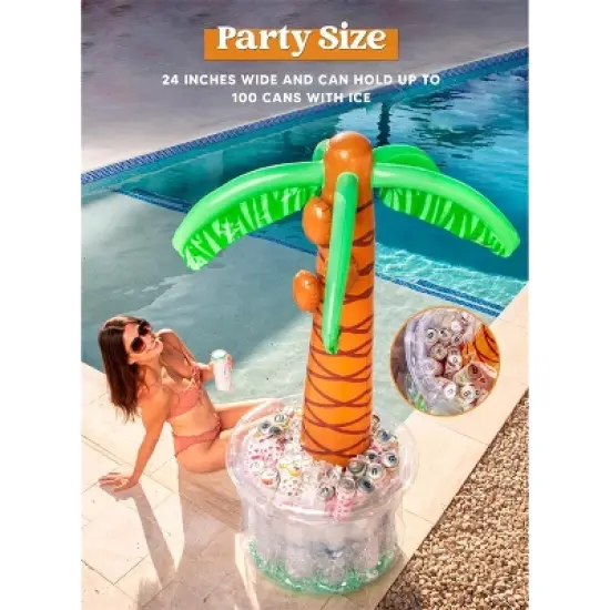 Joyfy 60" Inflatable Palm Tree Cooler, Summer Outdoor Drink  Cooler for Picnic Beach Pool, Beach Theme Party Pool Decor image {4}