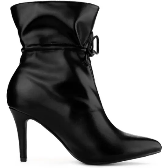 Allegra K Women's Pointed Toe Drawstring Pull on Stiletto Heel Ankle Boots image {5}