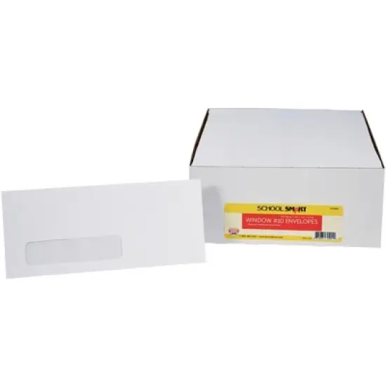 School Smart Window Envelopes with Gummed Flap Closure, No 10, White, Pack of 500 image {6}