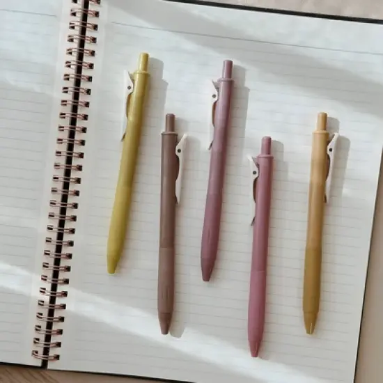 Wrapables Multi-Color Retractable Gel Pen Set (5 pack), 0.5mm Fine Point, for Writing, Journaling, Drawing, Home and Office, Spring Neutral image {7}