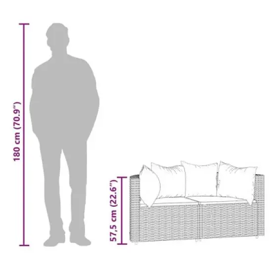 vidaXL Patio Corner Sofa Black PE rattan, powder-coated steel, polyester image {9}