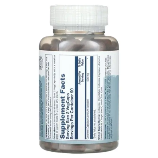 Solaray Cool Cayenne, 180 VegCaps (300 mg per VegCap) image {1}