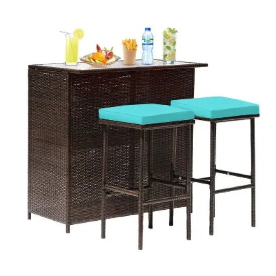 BestMassage Wicker Patio Furniture 3 Piece Rattan Table and Chairs image {7}