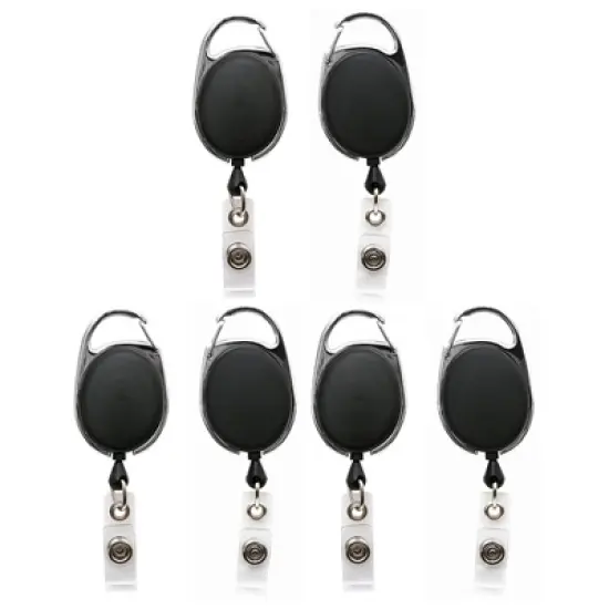 SICURIX Quick Clip Oval ID Badge Reel, Black, Pack of 6 image {5}