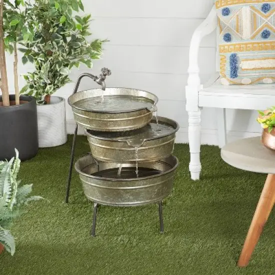 26" x 30" Farmhouse Metal Fountain Gray - Olivia & May image {2}