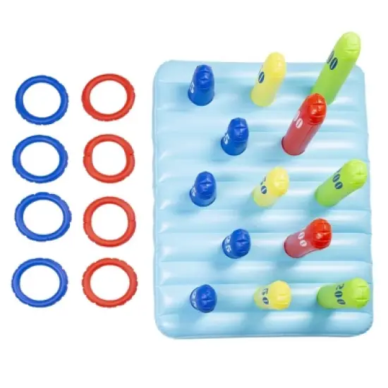 HearthSong Giant Inflatable Ring Toss Backyard Carnival Game with 60 Inch Vinyl Inflatable Scoring Mat image {4}