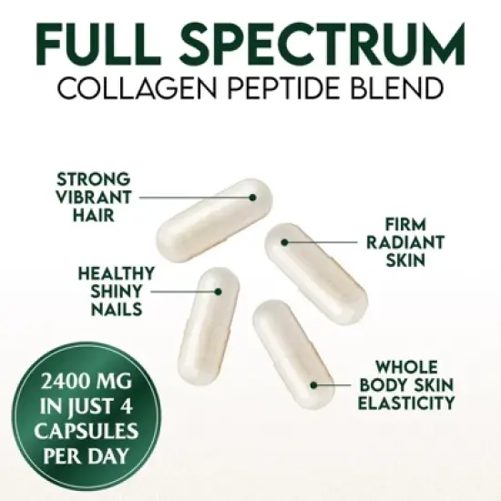 Collagen Peptides for Women & Men Hydrolyzed Supplement Hair Skin Nails Support - 60 Capsules;120 Capsules image {4}