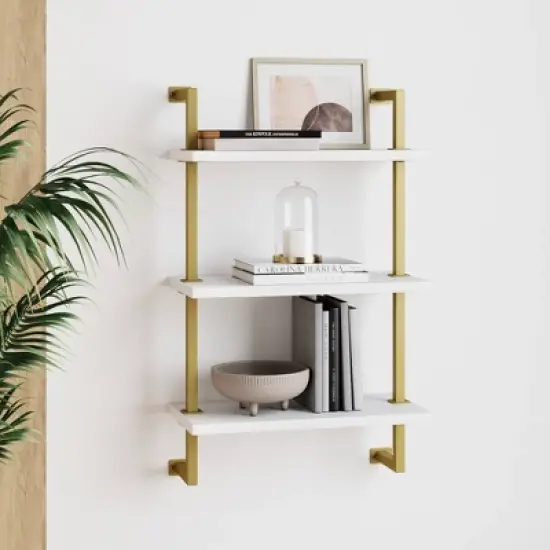 Theo Floating Shelf Gold/White - Nathan James image {1}