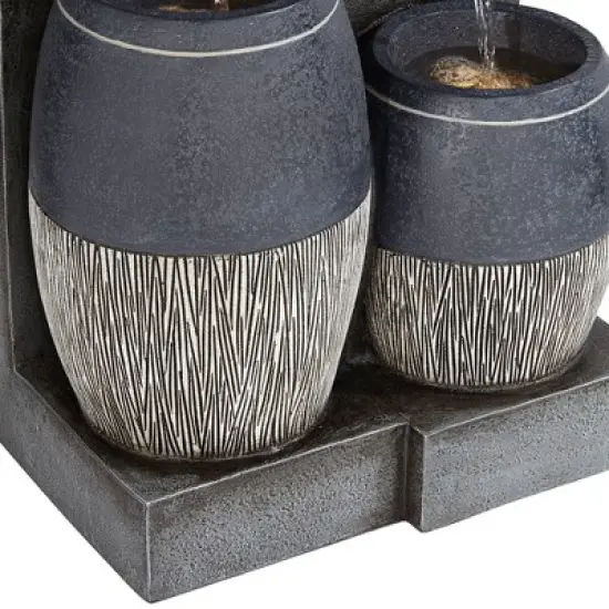 John Timberland Mendit Rustic Cascading 2-Jar Outdoor Wall Floor Water Fountain with LED Light 29" for Yard Garden Patio Home Deck Lawn image {4}