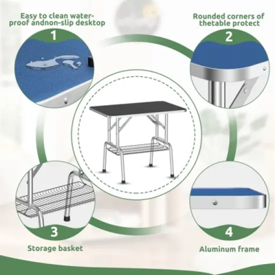 SEVOBAL Pet Grooming Tool Inch Foldable Dog Grooming Table For Home With Adjustable Arm, Non-Slip Surface And Storage, Blue, 46.00"*24.00"*29.30" image {4}