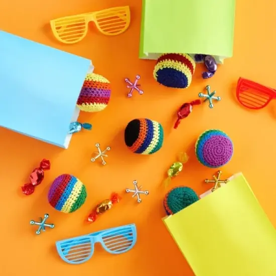 Blue Panda 6 Pack Bean Bag Balls, Knitted Cotton Foot Juggling Sacks for Party Favors, Goodie Bags, Indoor, Outdoors, 2.5x2x1.5" image {1}