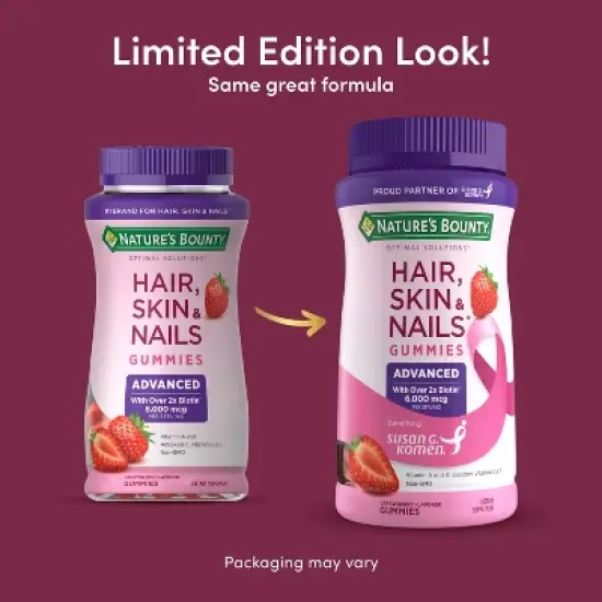 Nature's Bounty Optimal Solutions Advanced Hair, Skin & Nails Gummies with Biotin - 80ct image {9}