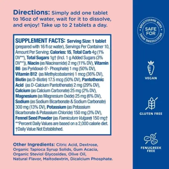 Mommy's Bliss Lactation Hydration Drink Tablets - Lemon Lime - 10ct image {8}