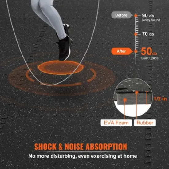 VEVOR EVA Interlocking Foam Floor Mats, 0.56 in Thickened 25 Pcs Rubber Tiles, 24 x 24 in, Flooring Mats for Home, Gym, Office-100 Sq Ft, Black image {3}