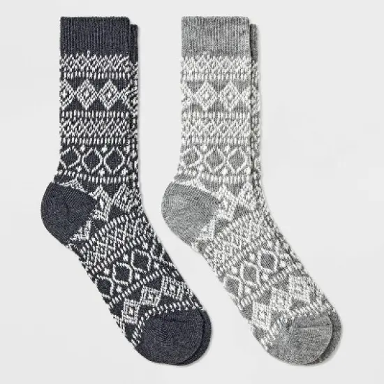 Women's 2pk Midweight Wool Blend Sweater Fair Isle Crew Socks - All in Motion&trade; 4-10 image {4}
