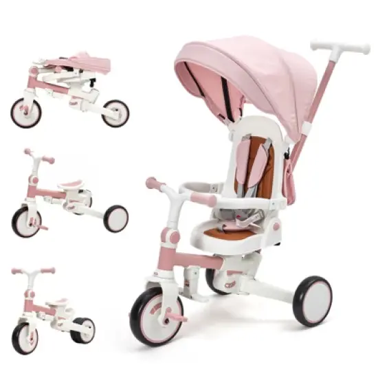 7-in-1 Foldable Tricycles for 1-3 Year Olds, Toddler Bike, Birthday Gift and Toy for Boys and Girls, Toddler Tricycle with Parent Push Handle image {12}