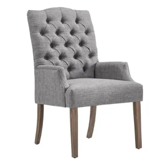 Raghnaid Distressed Tufted Linen Dining Chair - Inspire Q image {7}