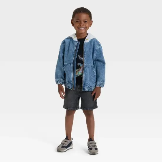 Toddler Boys' Denim Hooded Jacket - Cat & Jack&trade; Medium Wash image {2}