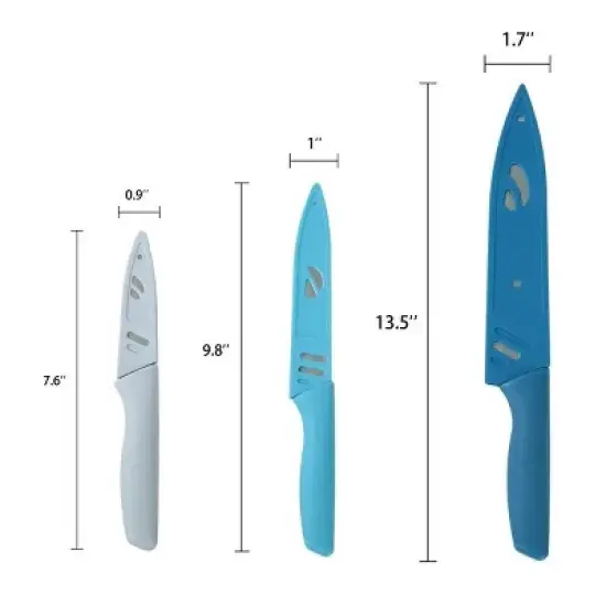 3-Piece Stainless Steel Color Knife Set with Ergonomic Soft Grip Handles image {1}