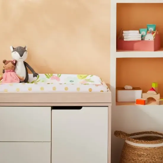 Plush Changing Pad Cover Floral - Cloud Island&trade; Gold image {1}